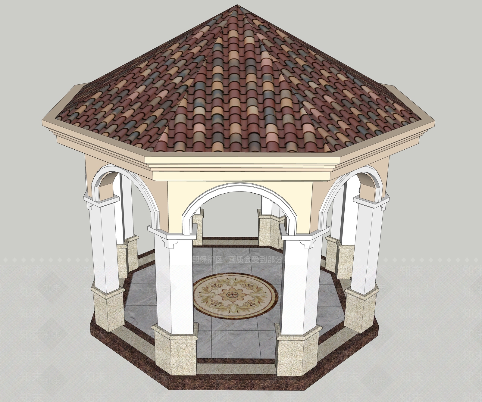 欧式法式亭子SU模型下载【ID:1175951227】