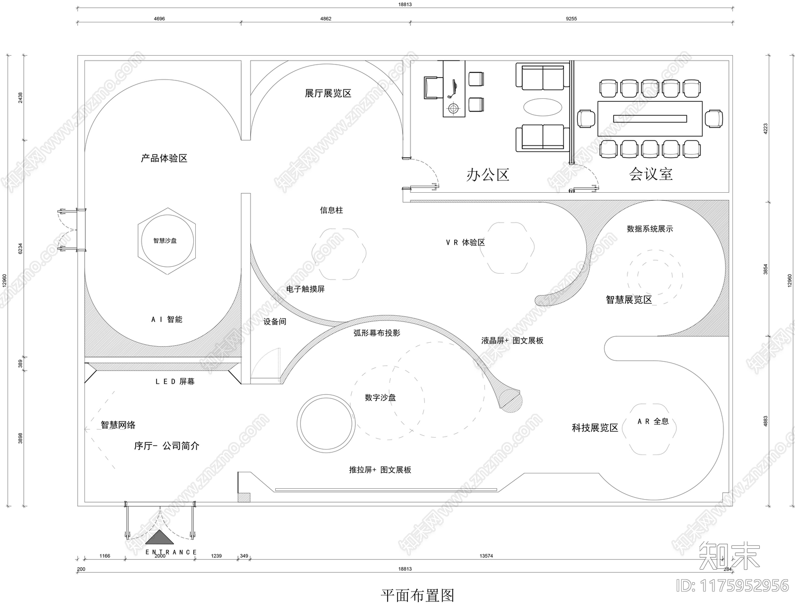 现代展厅cad施工图下载【ID:1175952956】