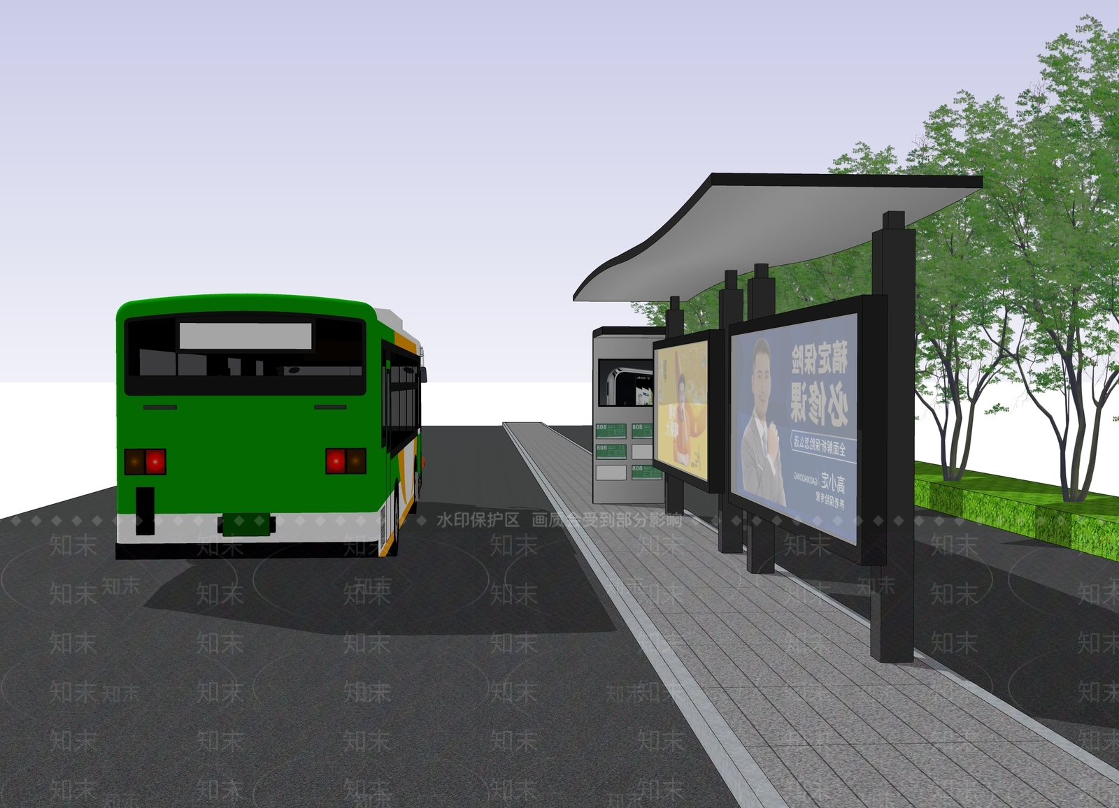现代公交站台SU模型下载【ID:1175955097】