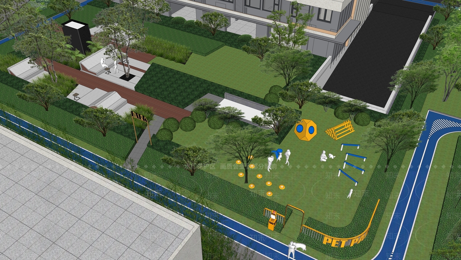 现代小区景观SU模型下载【ID:1175958662】
