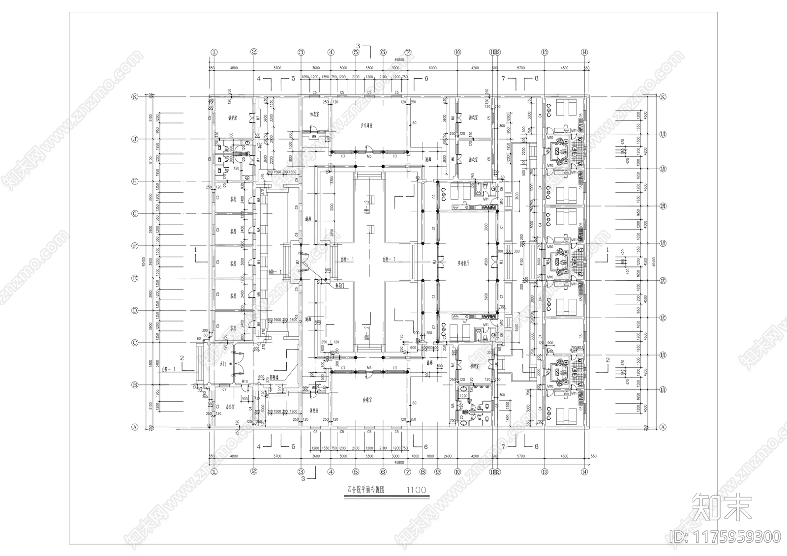 中式四合院施工图下载【ID:1175959300】