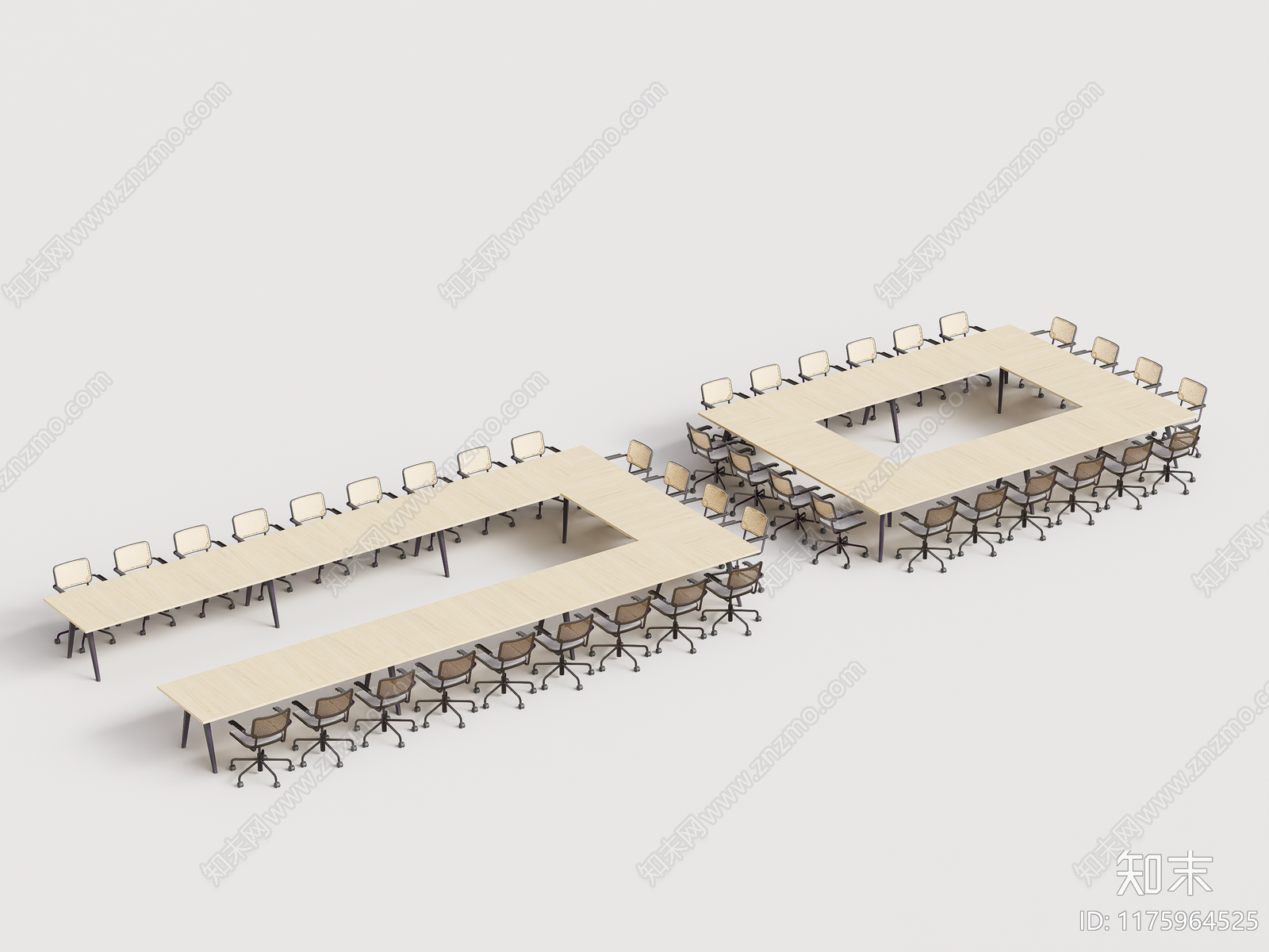 现代极简会议桌SU模型下载【ID:1175964525】