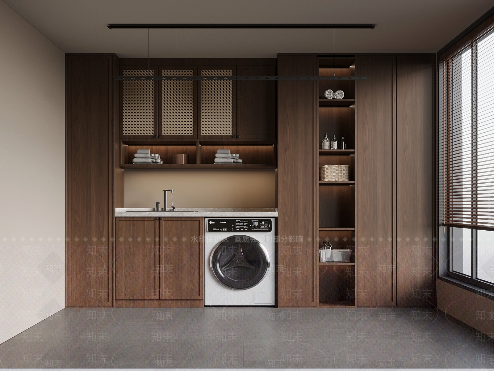 新中式洗衣机柜3D模型下载【ID:1175963366】