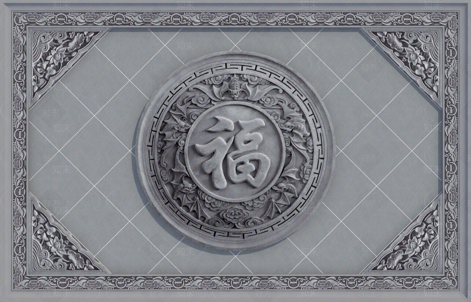 中式新中式石雕贴图下载【ID:1175976174】