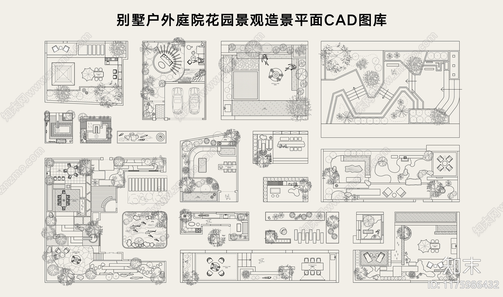 现代庭院施工图下载【ID:1175986432】