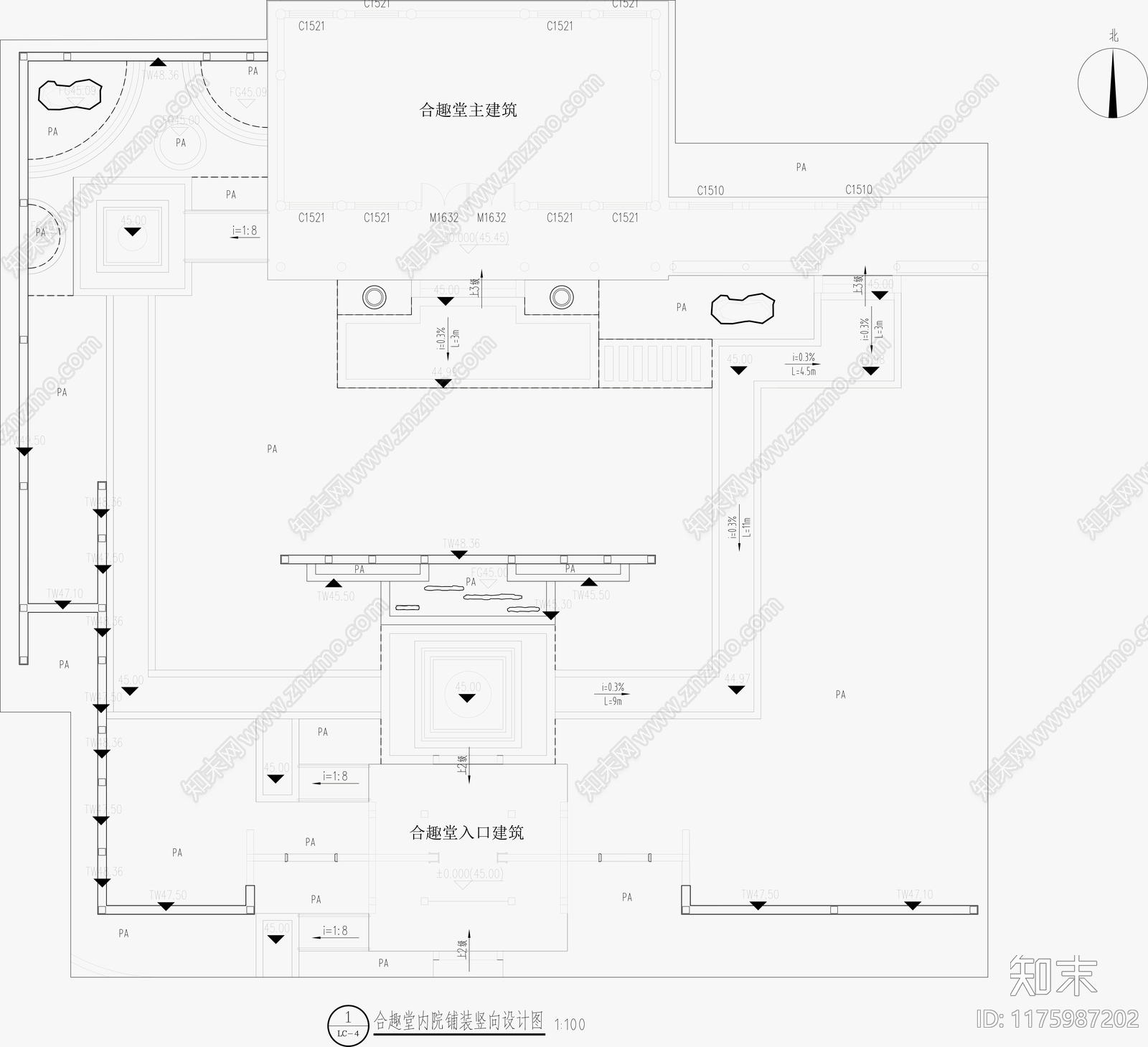 中式庭院cad施工图下载【ID:1175987202】