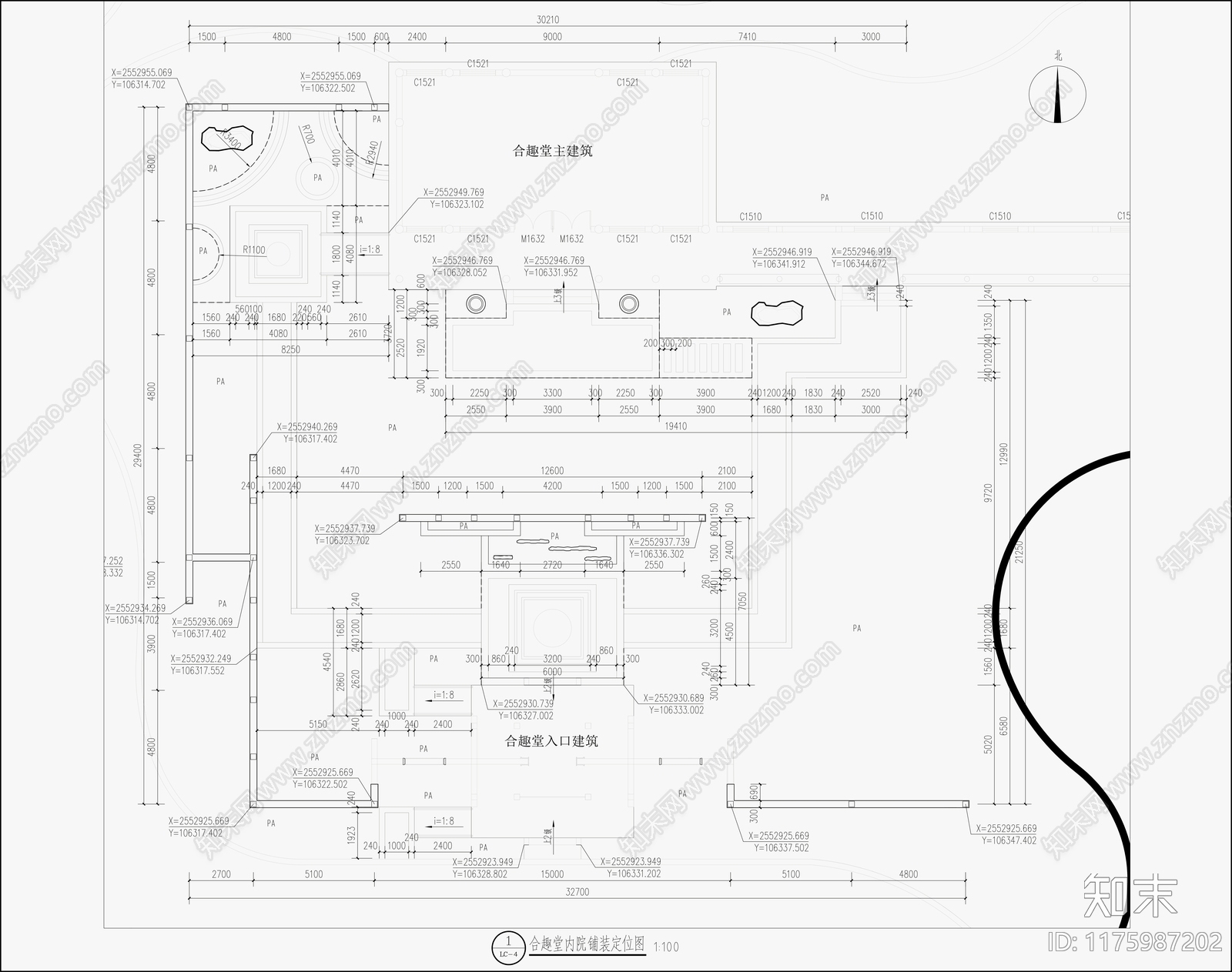 中式庭院cad施工图下载【ID:1175987202】