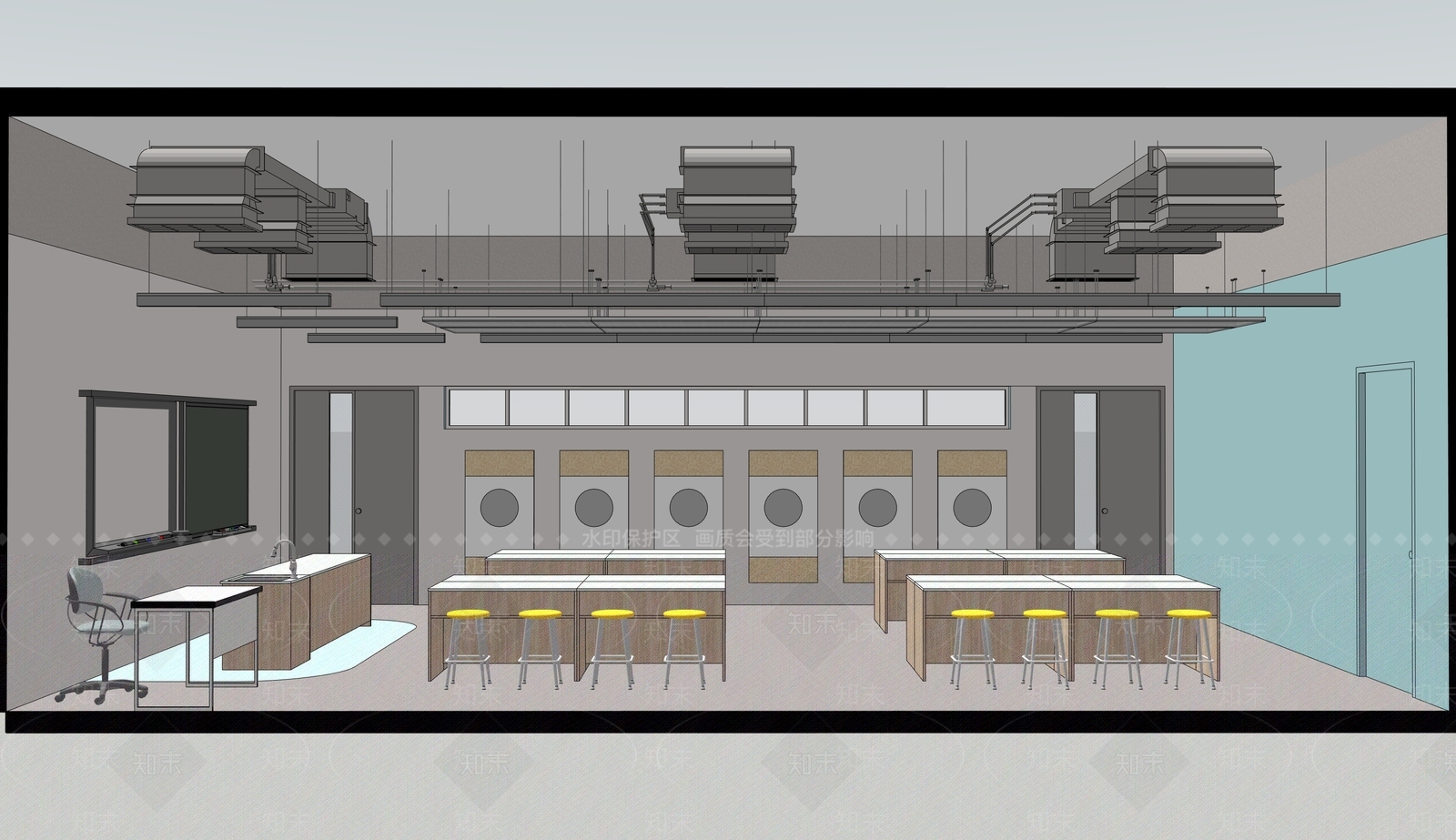 现代教室SU模型下载【ID:1175989487】