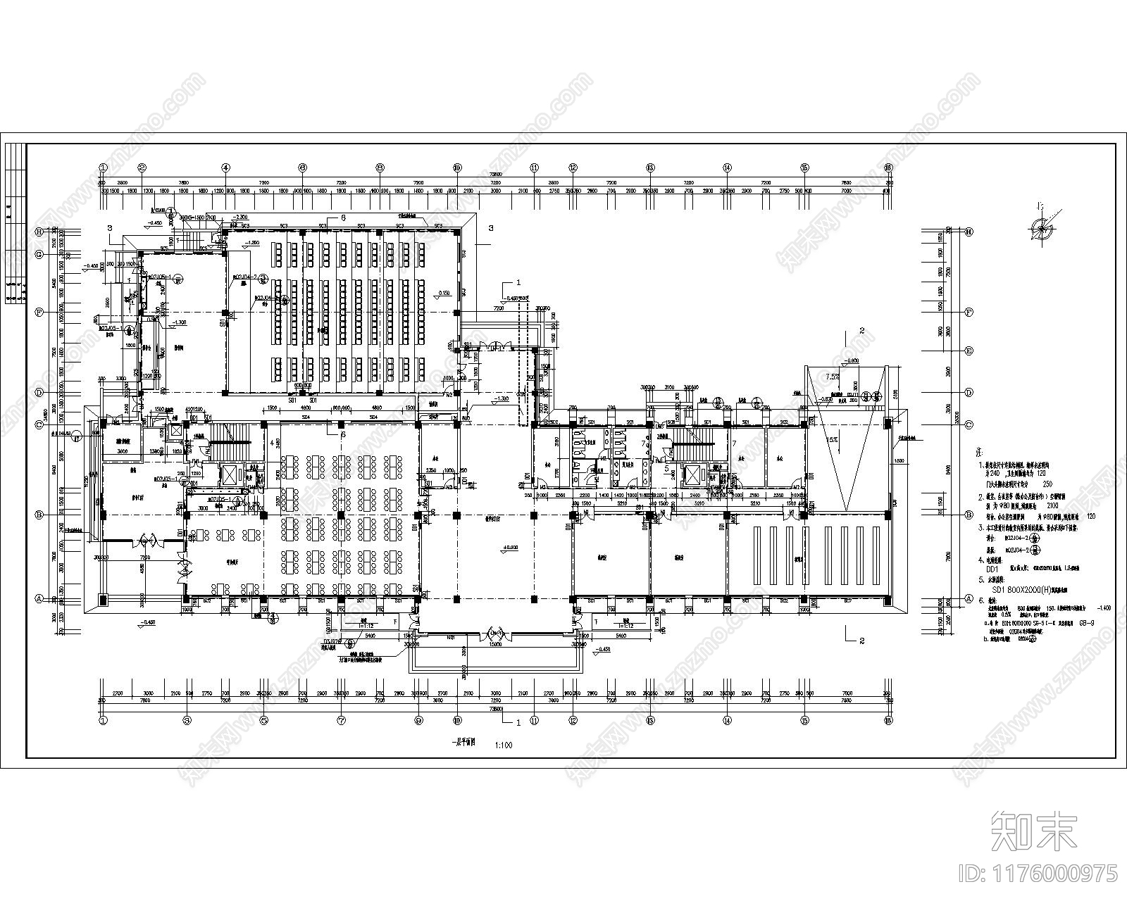 现代学校cad施工图下载【ID:1176000975】