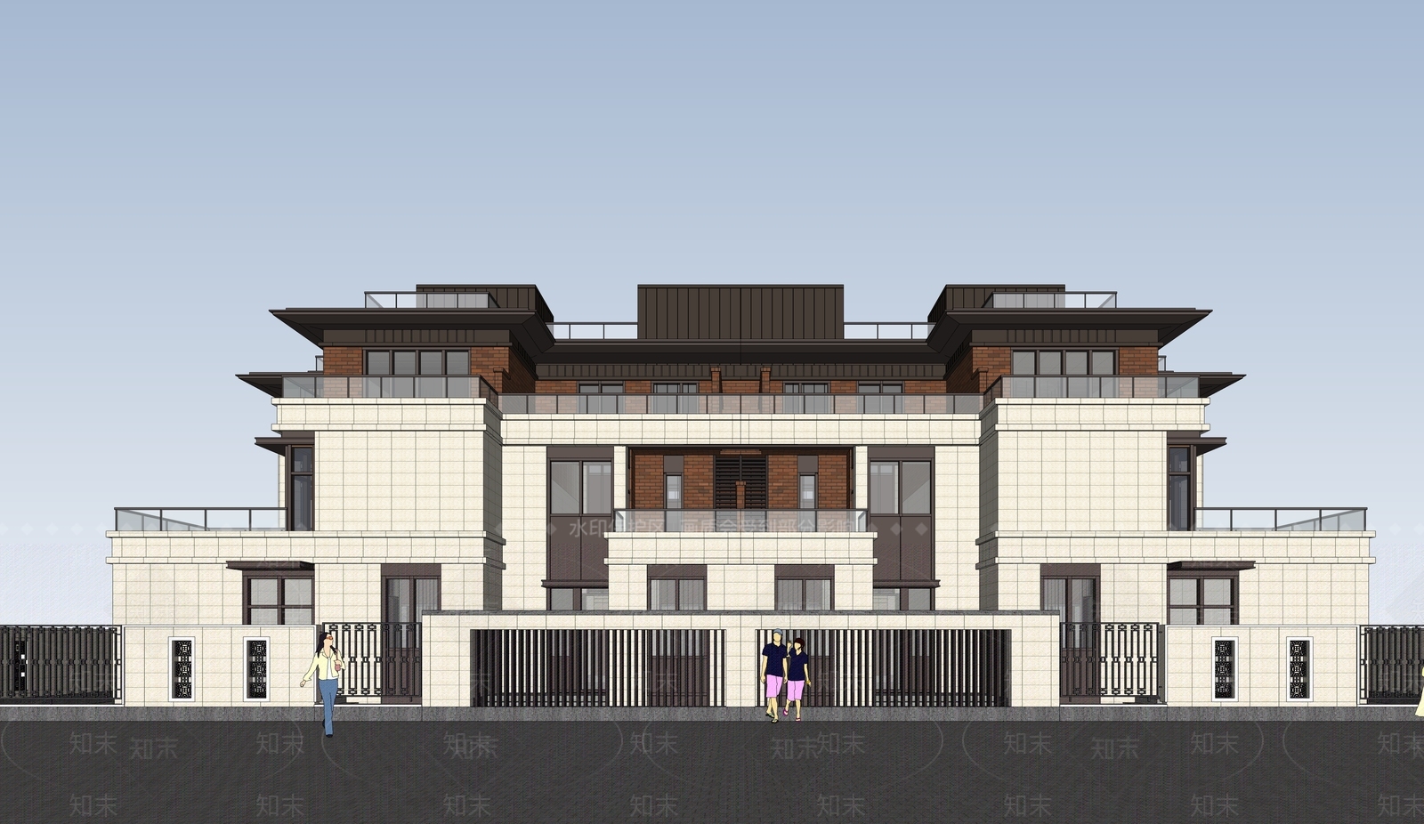 现代新中式多层住宅SU模型下载【ID:1176003862】