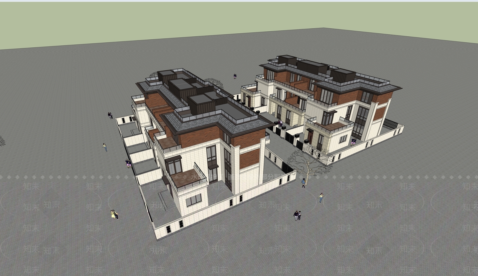 现代新中式多层住宅SU模型下载【ID:1176003862】