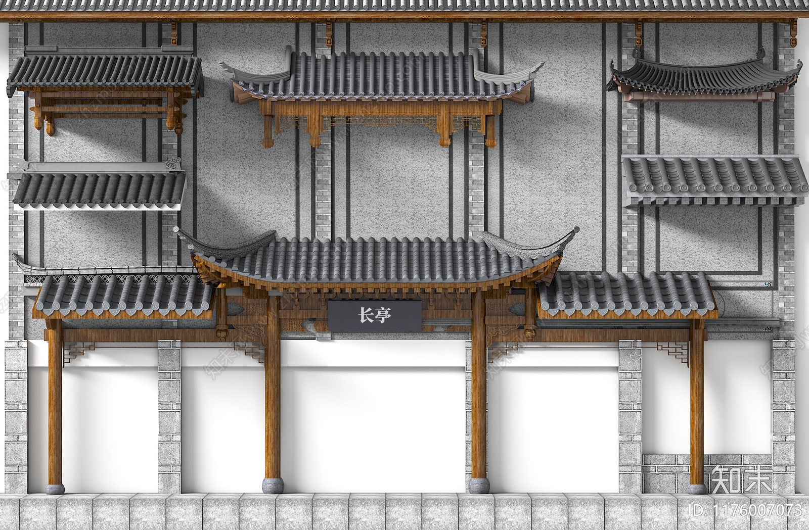 新中式屋檐SU模型下载【ID:1176007073】_知末su模型网
