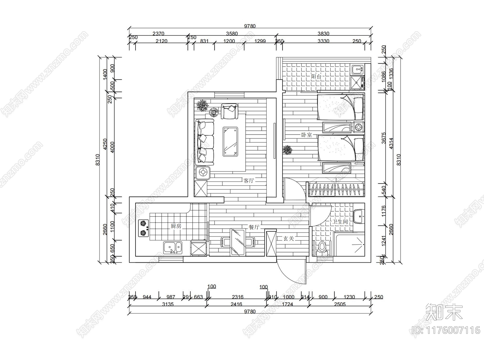 现代公寓施工图下载【ID:1176007116】