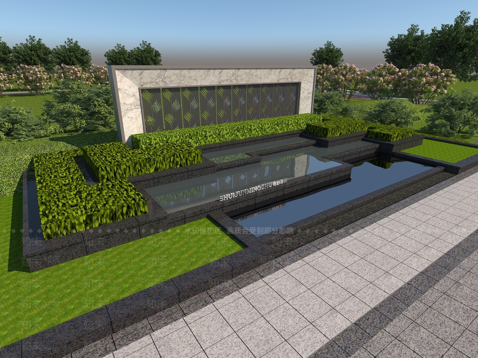 现代新中式景墙3D模型下载【ID:1176011262】