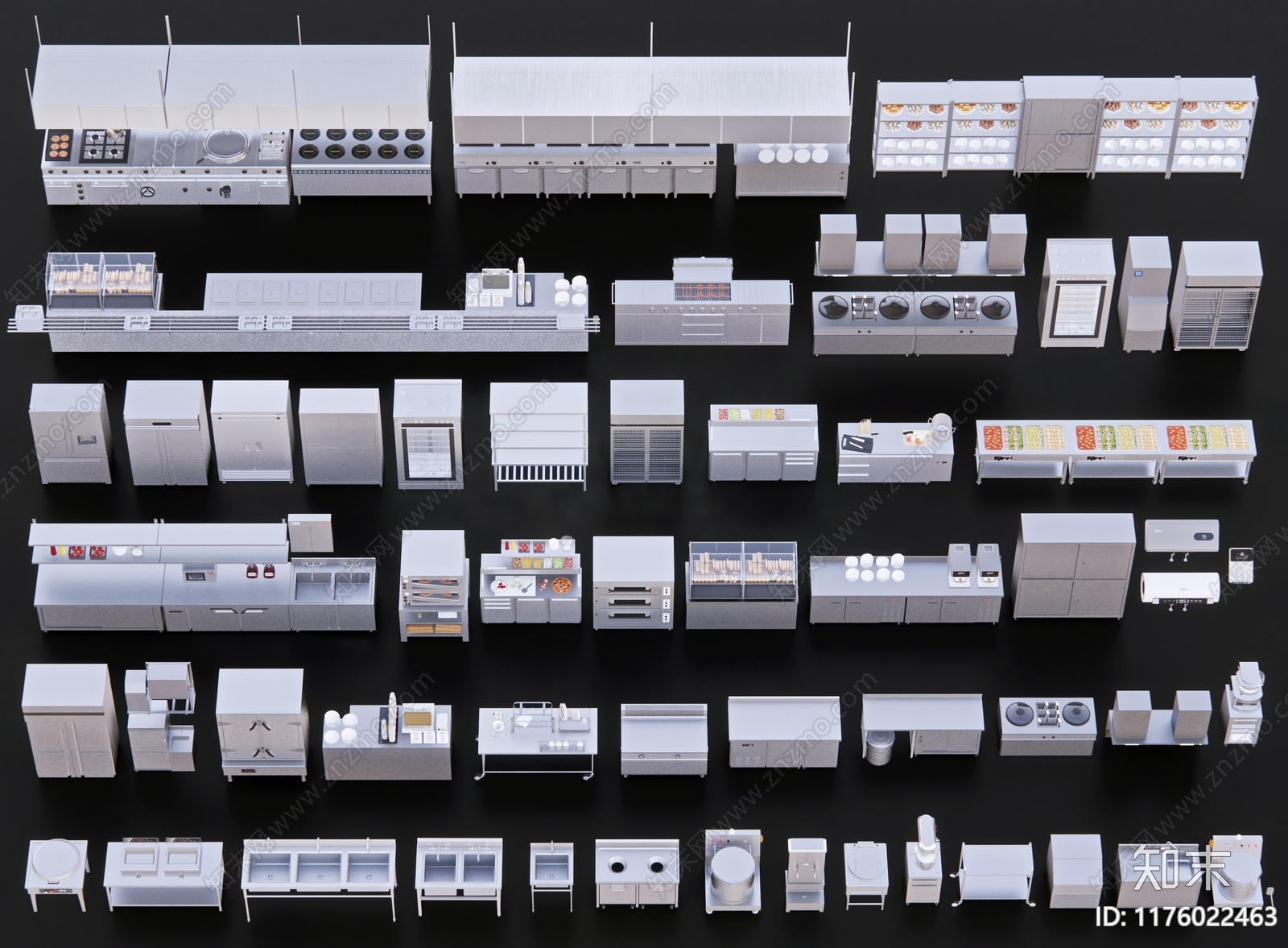 现代餐饮后厨设备3D模型下载【ID:1176022463】