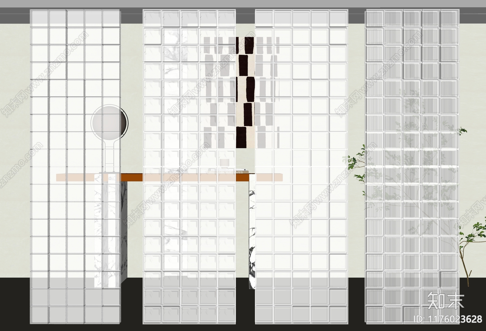 现代简约隔断SU模型下载【ID:1176023628】