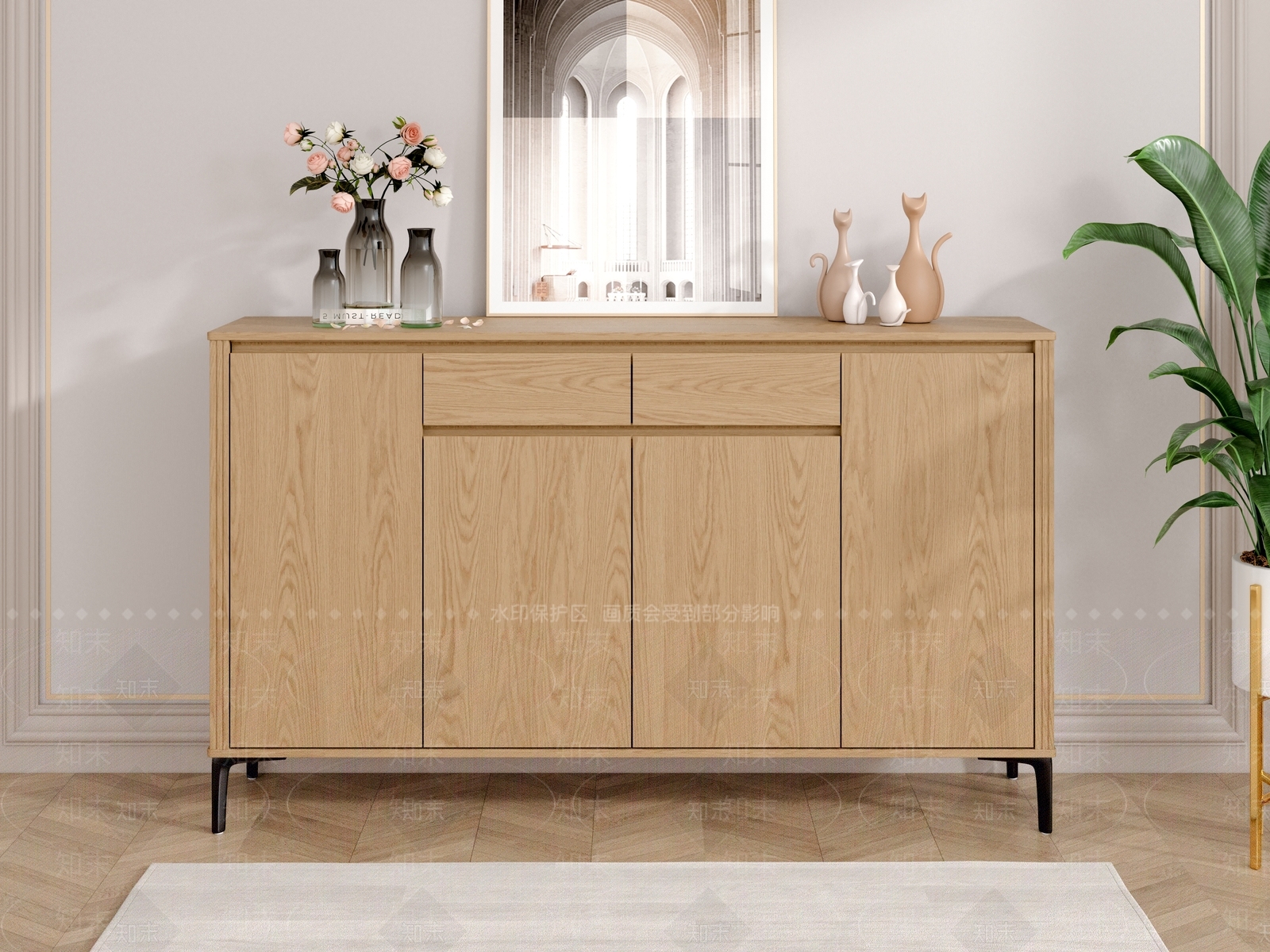 侘寂北欧鞋柜3D模型下载【ID:1176023882】