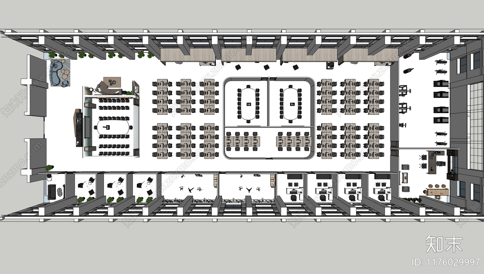 现代简约整体办公空间cad施工图下载【ID:1176029997】