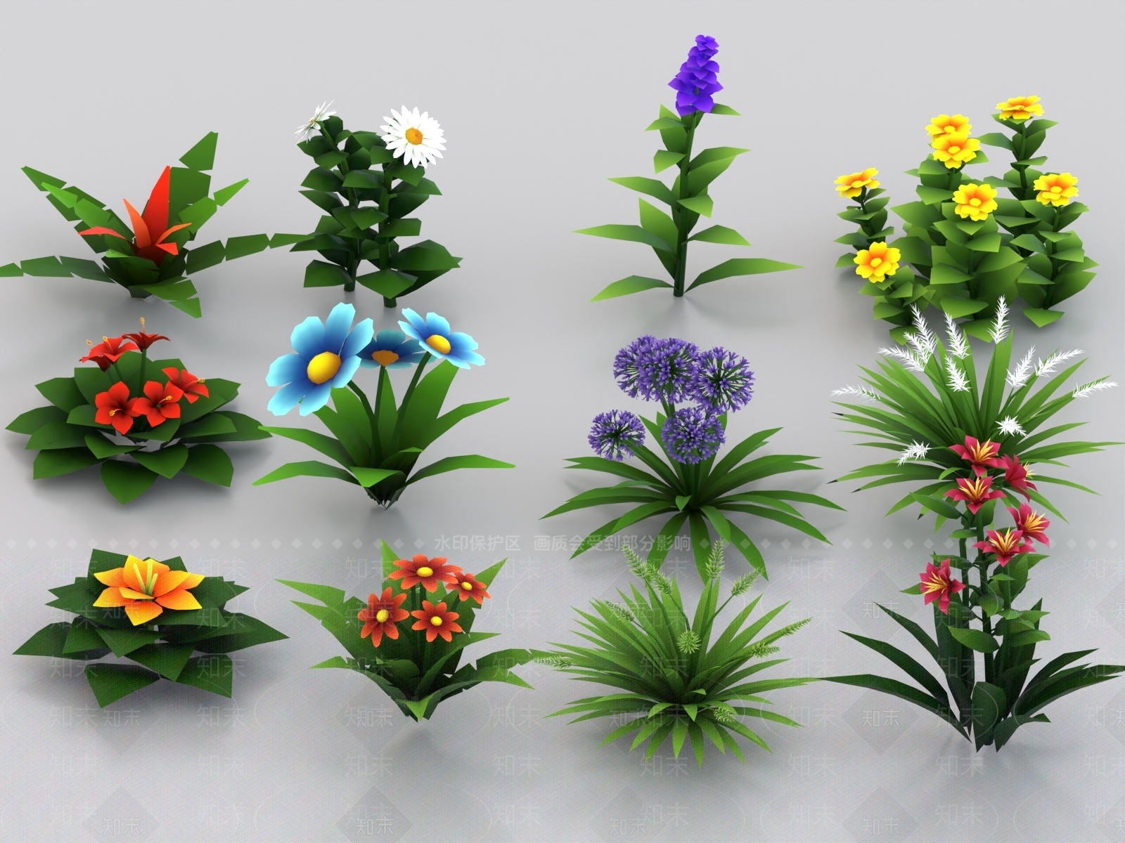 花草组合3D模型下载【ID:1176034937】