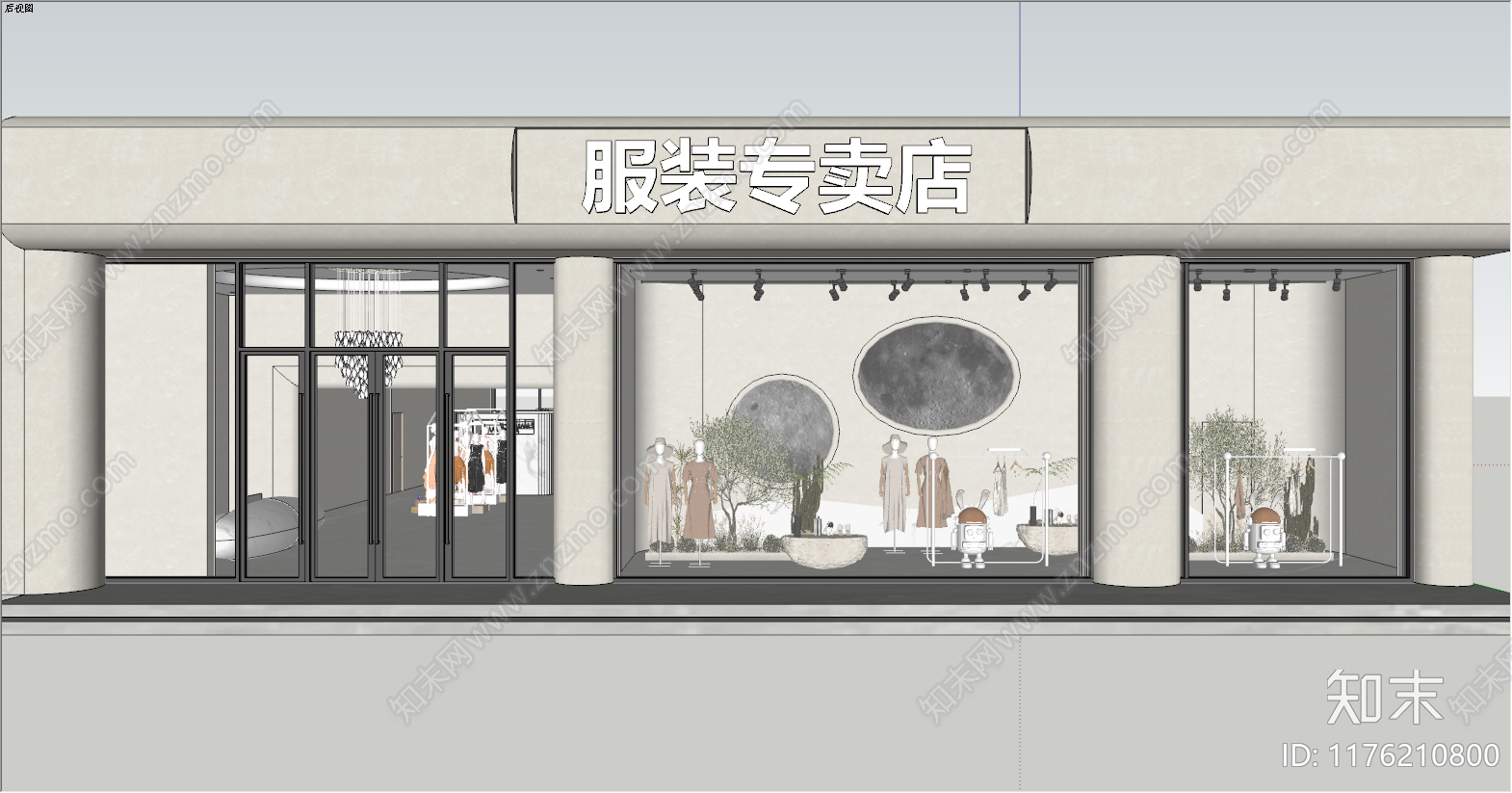 现代北欧服装店施工图下载【ID:1176210800】