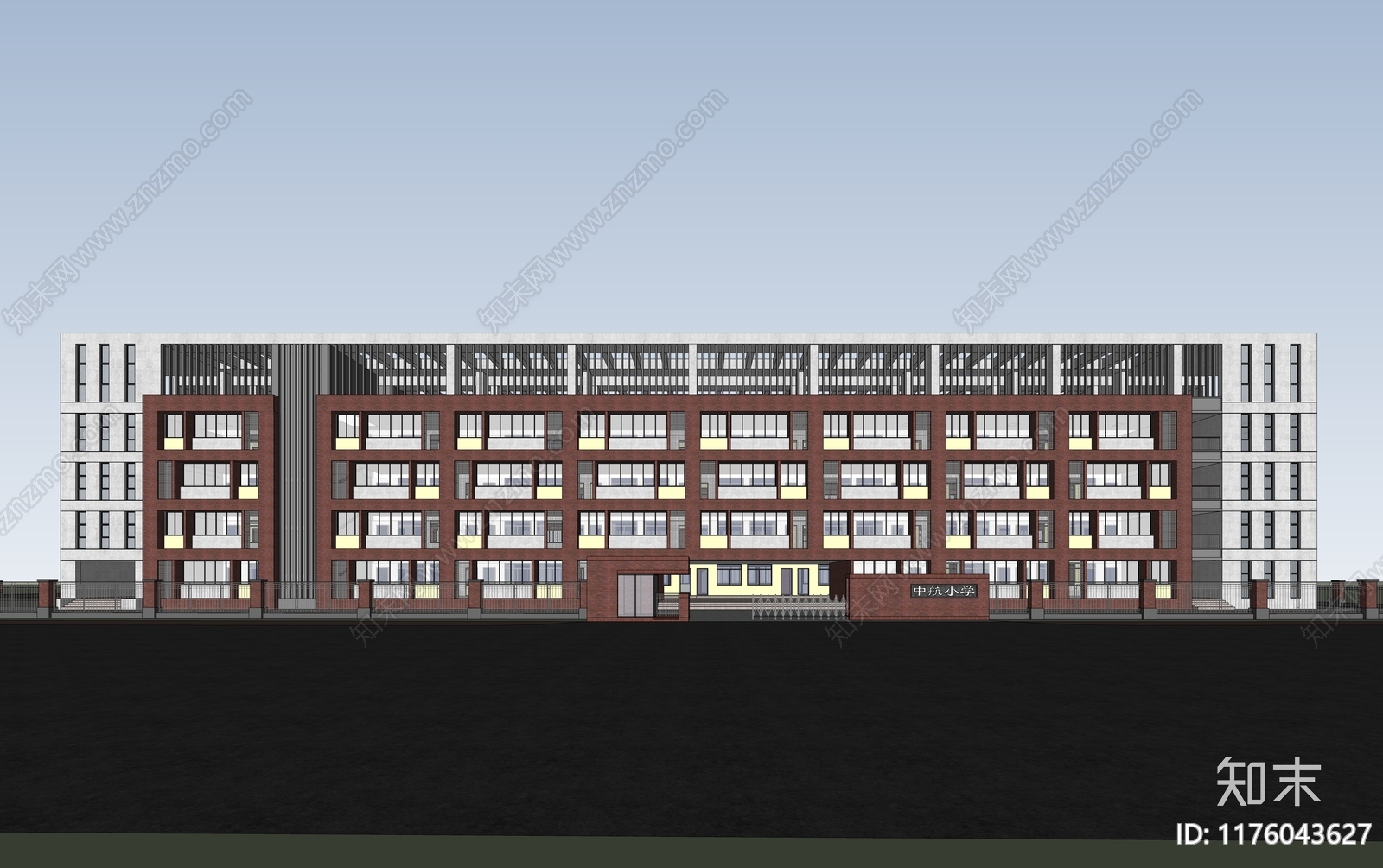 现代简约学校建筑SU模型下载【ID:1176043627】