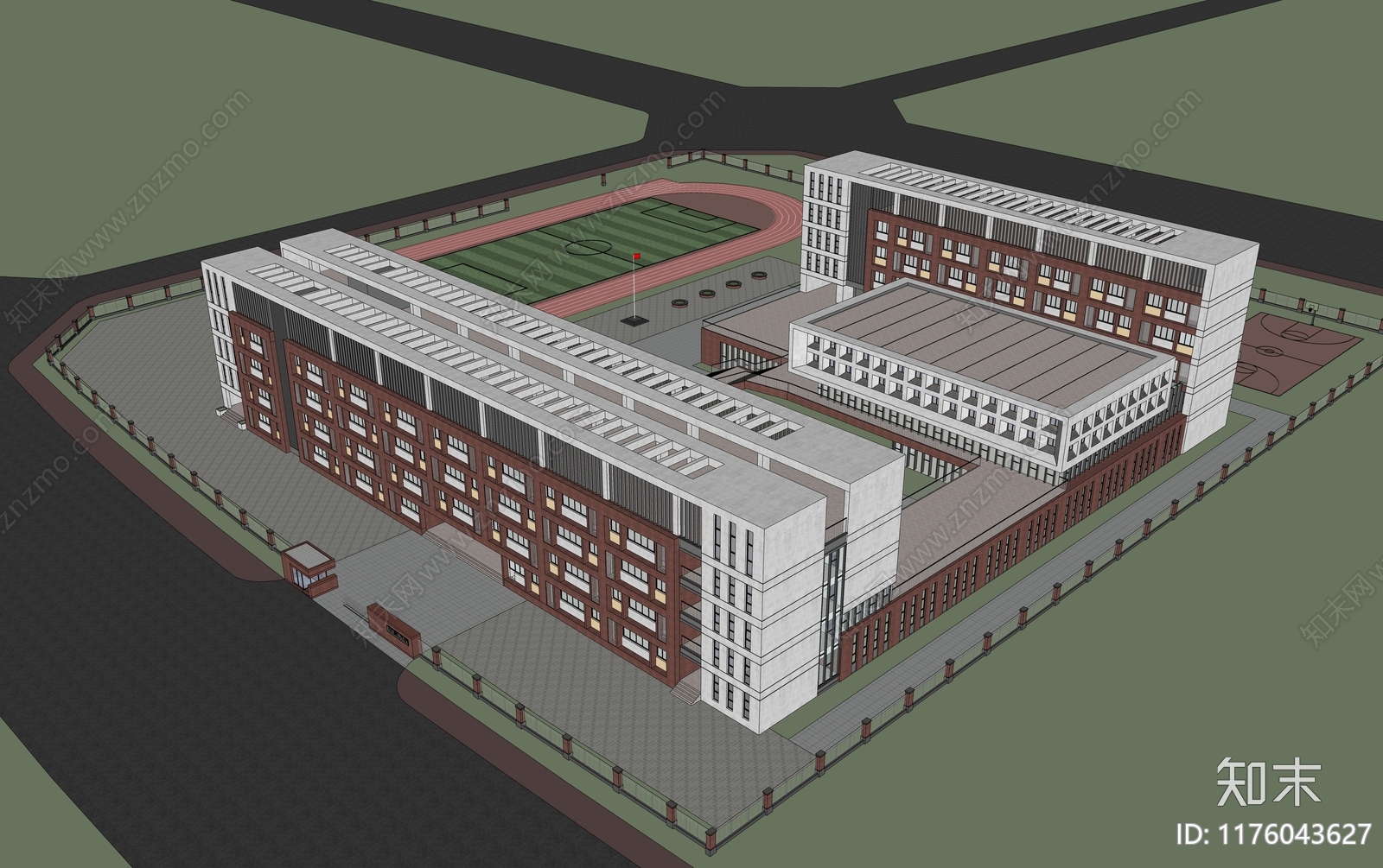 现代简约学校建筑SU模型下载【ID:1176043627】