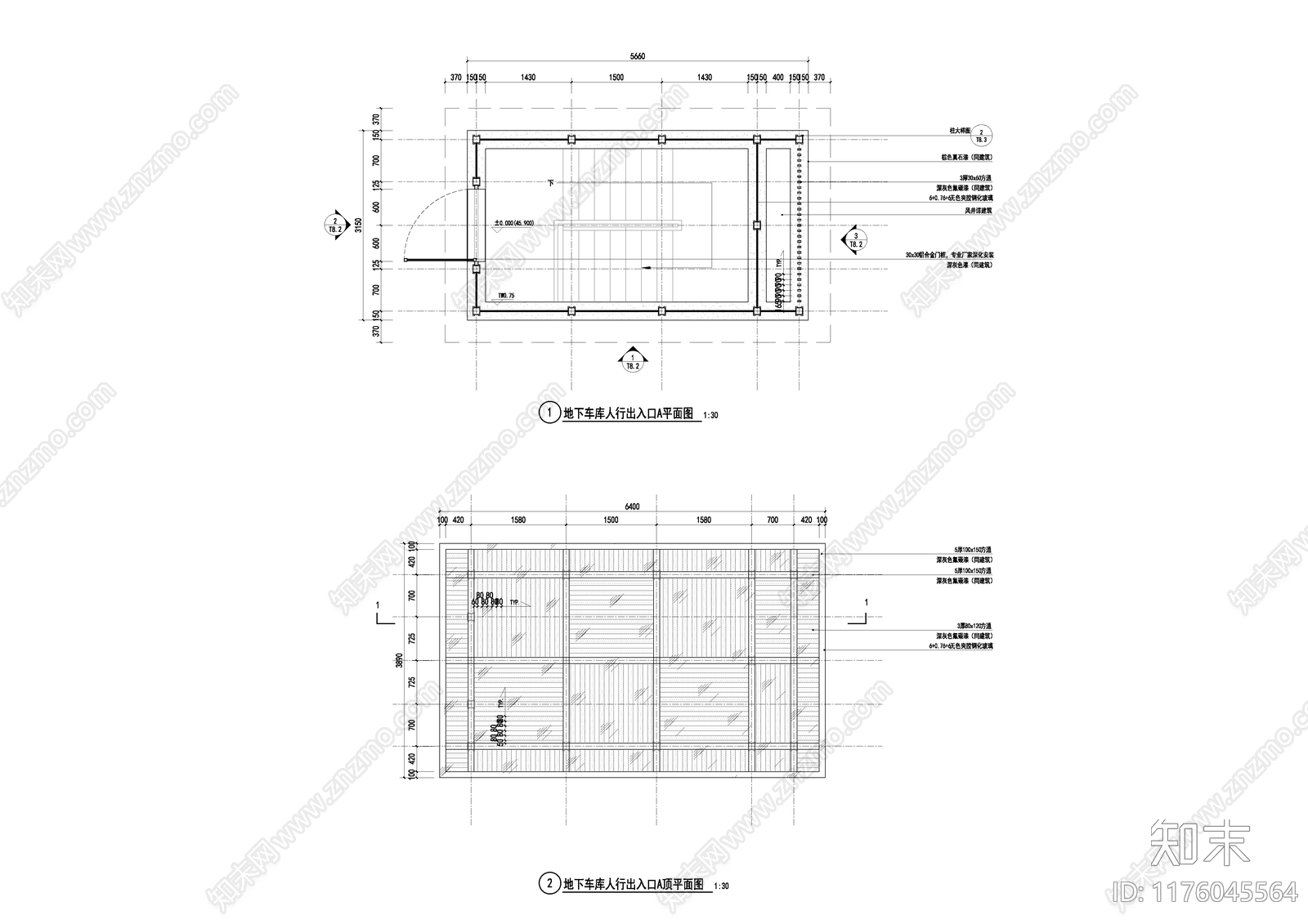 现代廊架cad施工图下载【ID:1176045564】