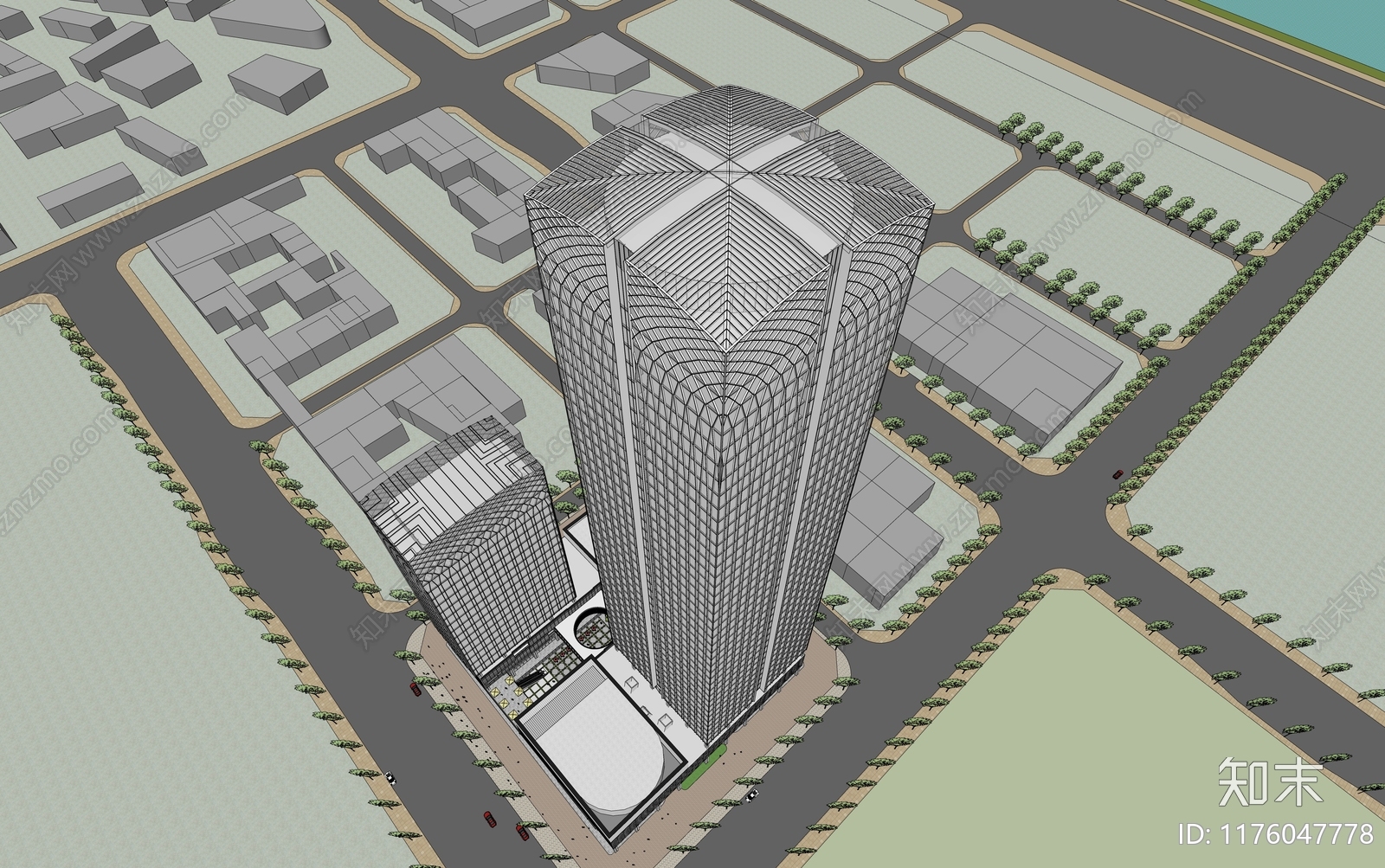 现代办公楼SU模型下载【ID:1176047778】