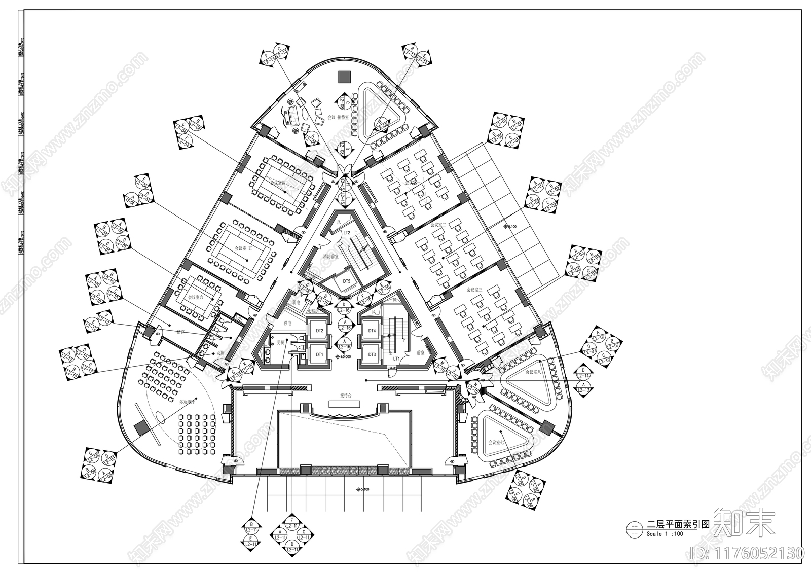 现代办公室cad施工图下载【ID:1176052130】