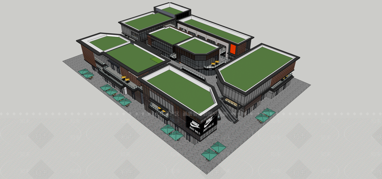 现代商场建筑SU模型下载【ID:1176056468】