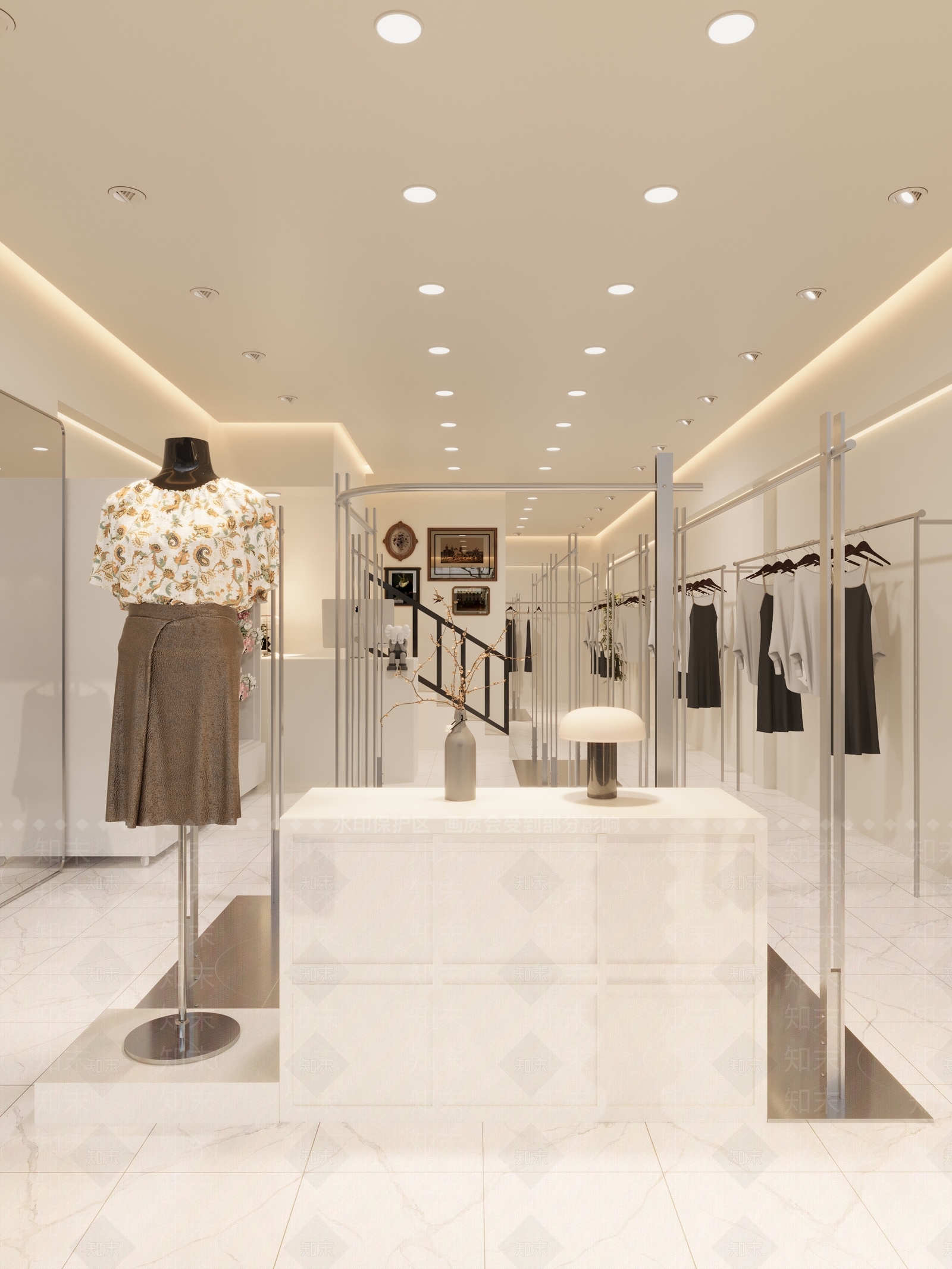 现代极简服装店3D模型下载【ID:1176070732】