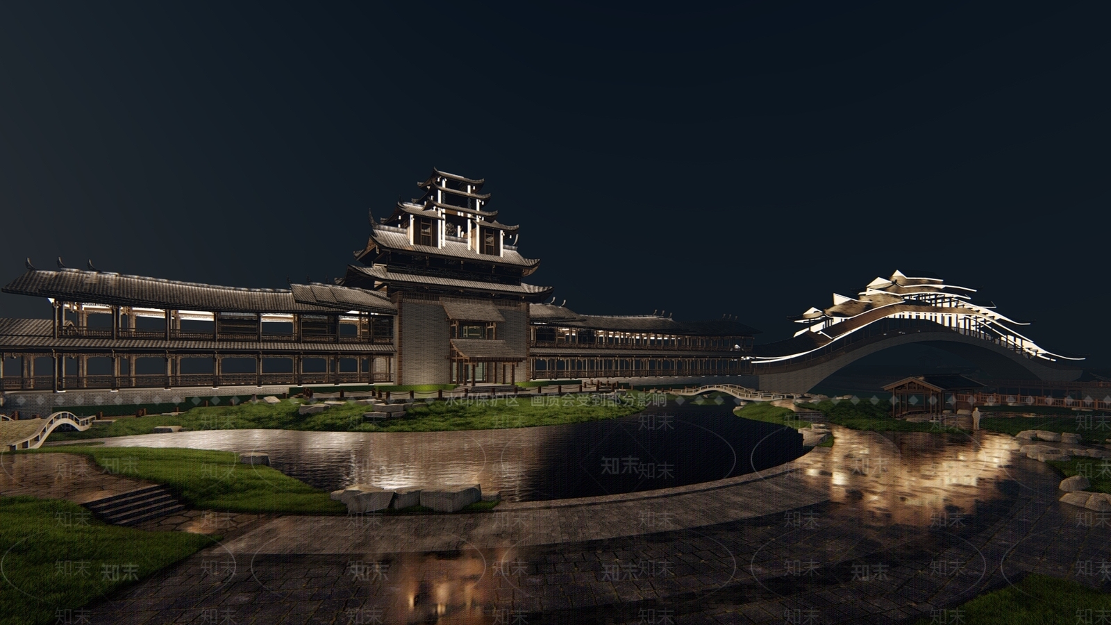中式古建筑SU模型下载【ID:1176079921】