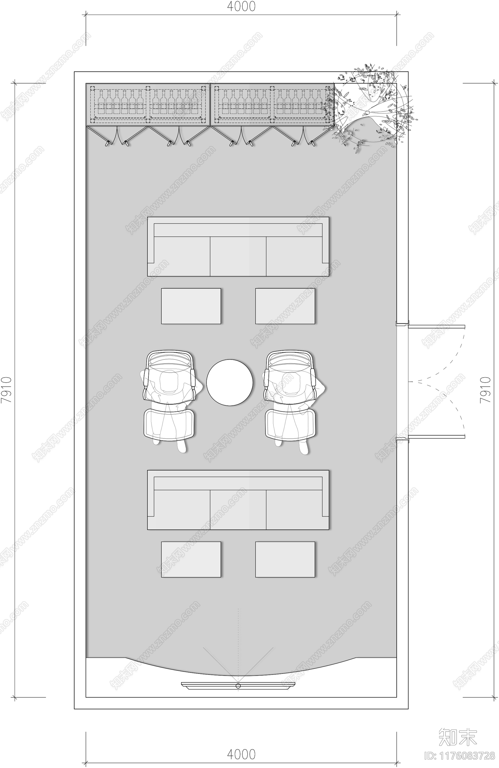 现代影音室施工图下载【ID:1176083728】