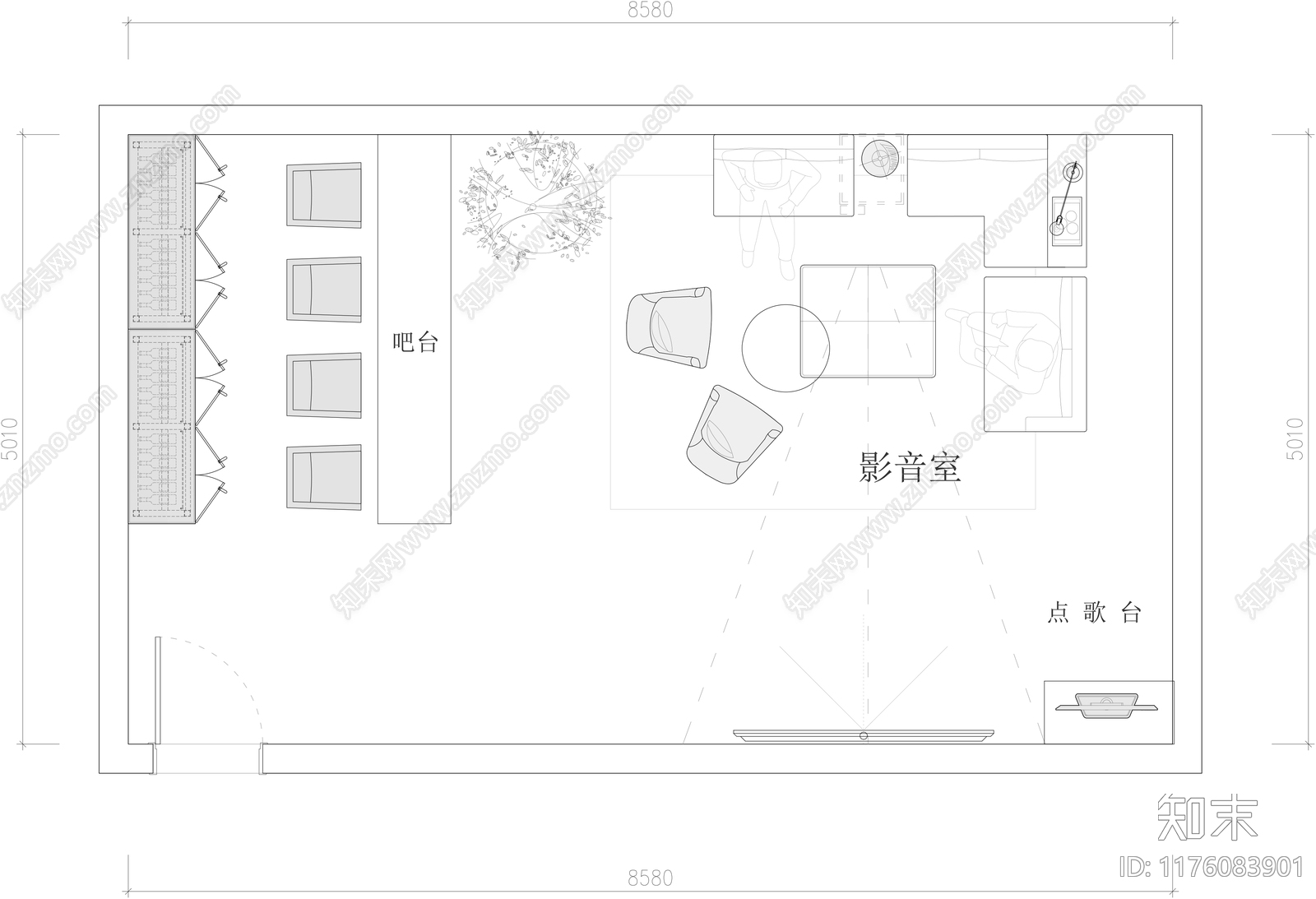 现代影音室施工图下载【ID:1176083901】