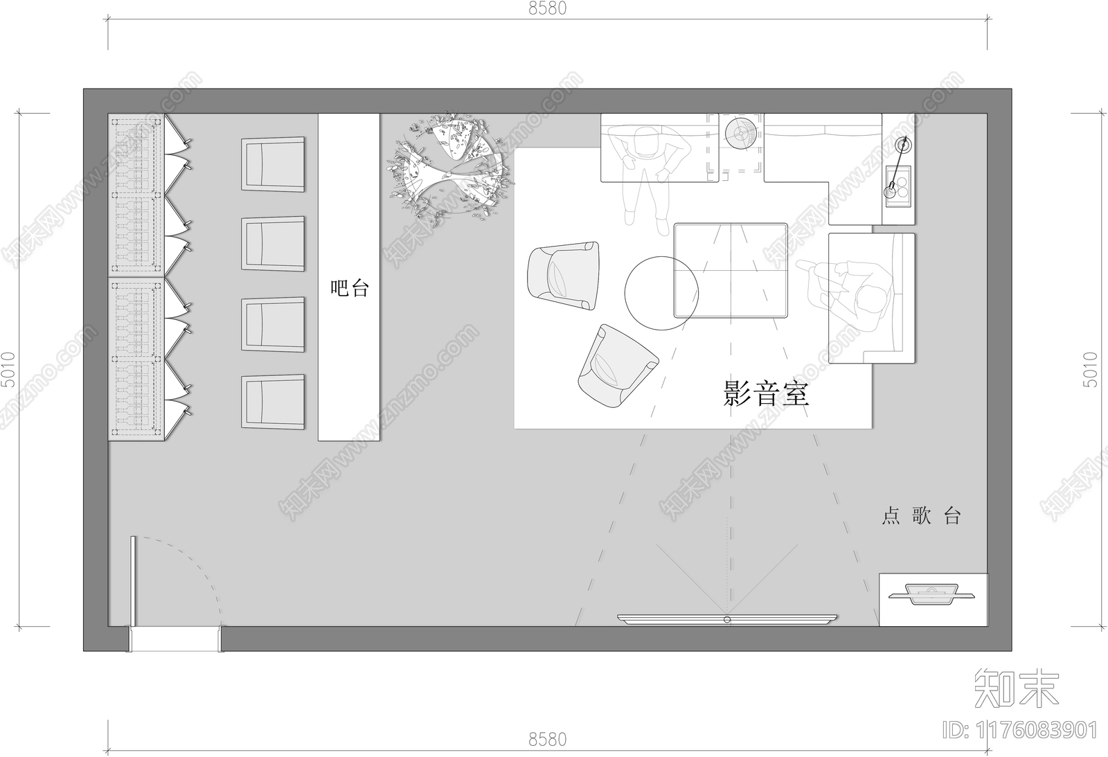 现代影音室施工图下载【ID:1176083901】