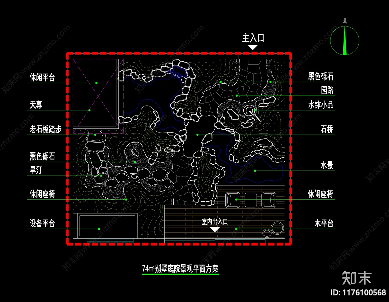 新中式庭院cad施工图下载【ID:1176100568】