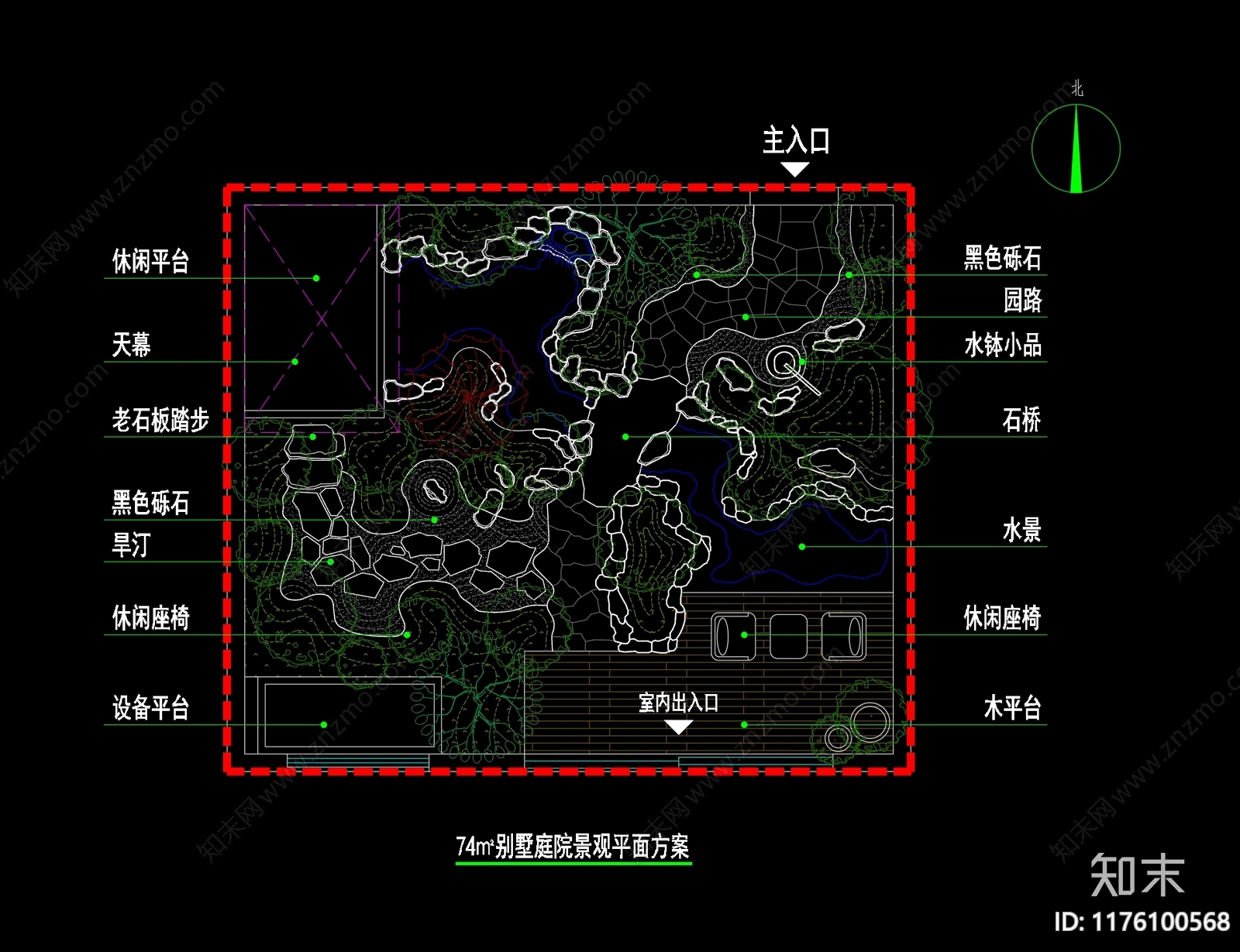 新中式庭院cad施工图下载【ID:1176100568】
