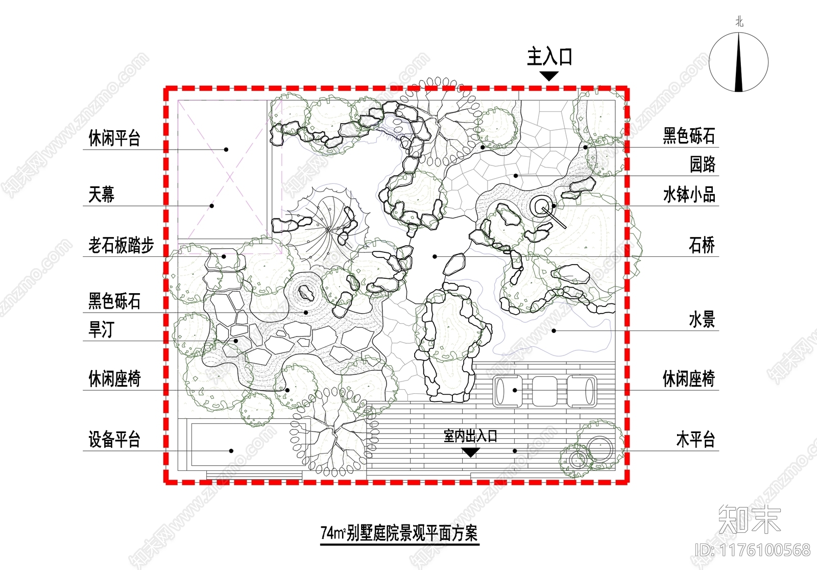 新中式庭院cad施工图下载【ID:1176100568】