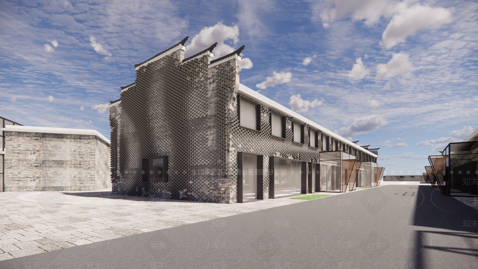 中式商业街SU模型下载【ID:1176109768】