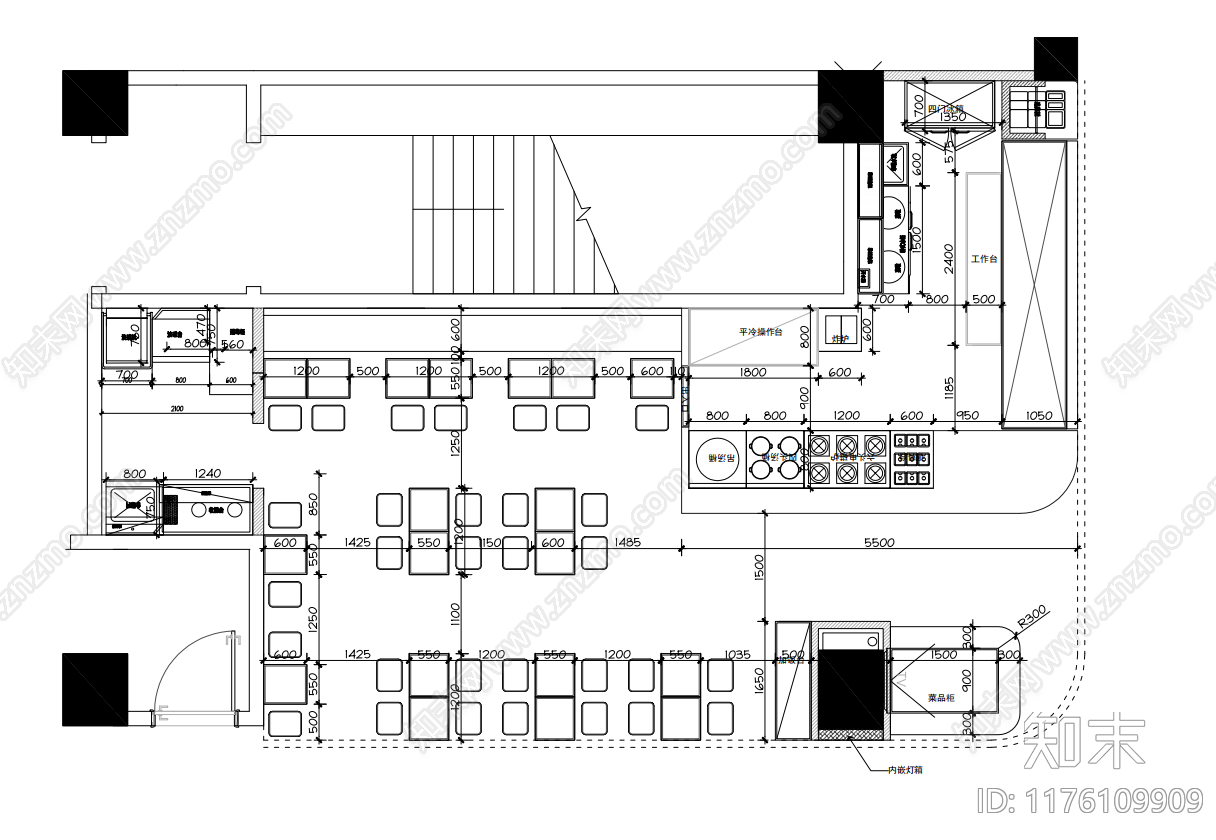 现代快餐店cad施工图下载【ID:1176109909】