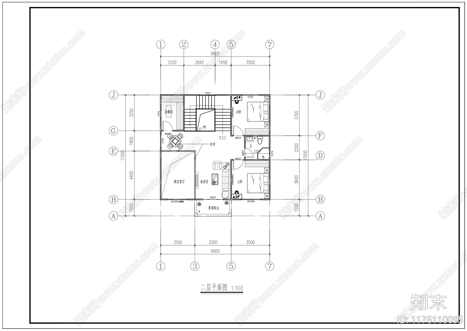 欧式别墅建筑cad施工图下载【ID:1176110095】