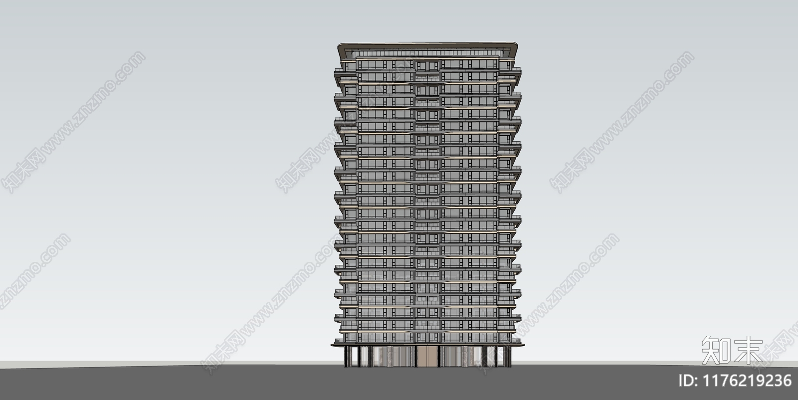 现代高层住宅SU模型下载【ID:1176219236】