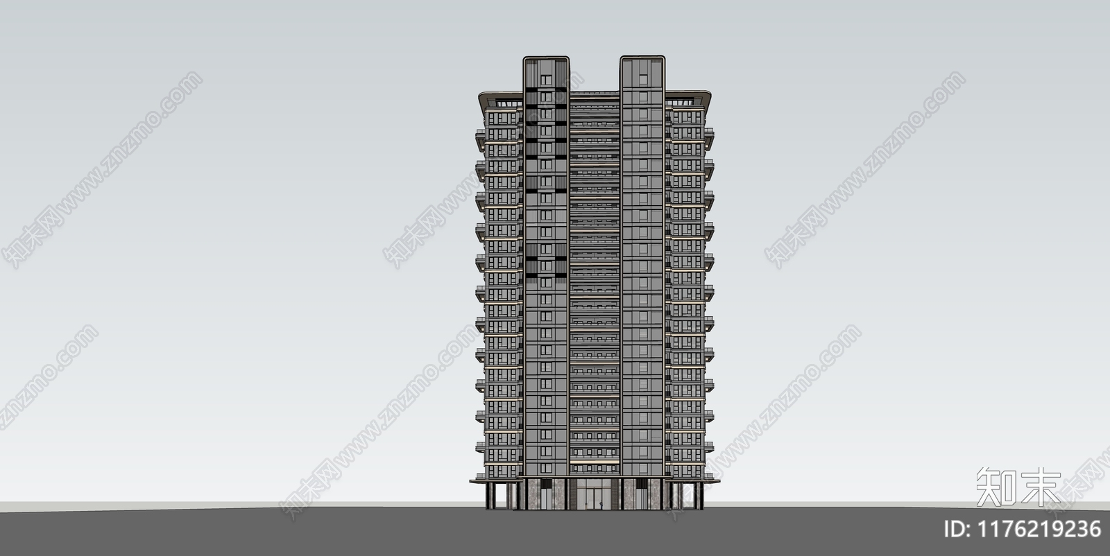 现代高层住宅SU模型下载【ID:1176219236】