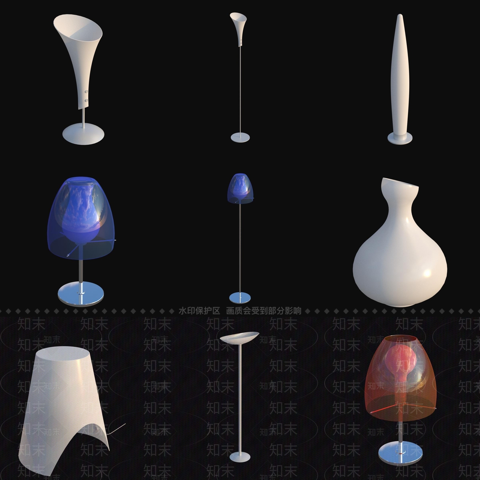 现代灯具组合3D模型下载【ID:1176139670】