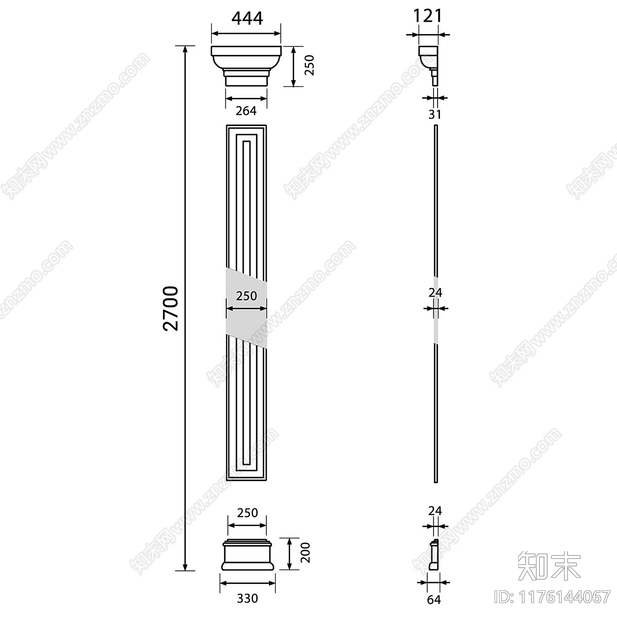 法式复古柱子3D模型下载【ID:1176144067】