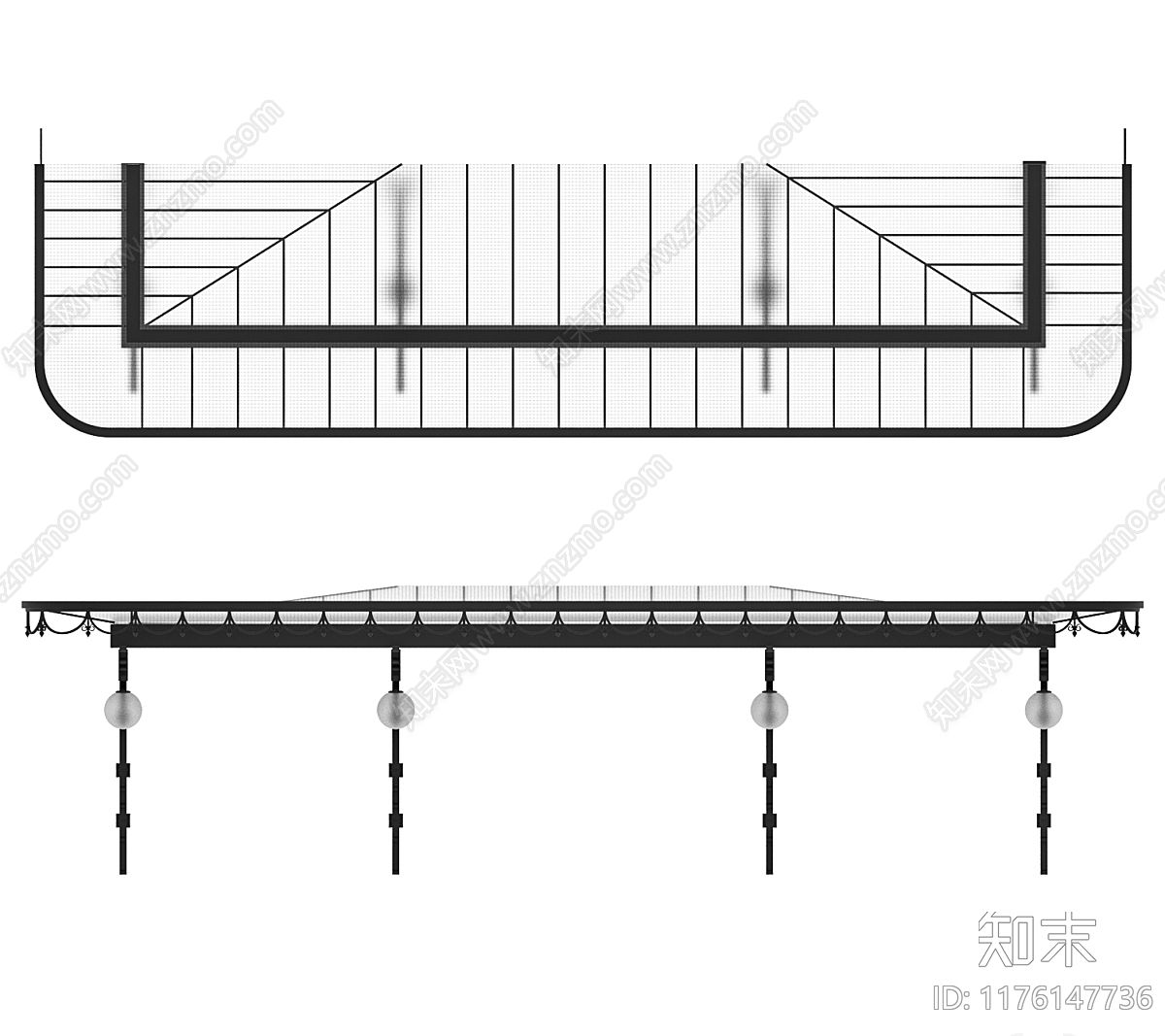 美式欧式遮阳棚3D模型下载【ID:1176147736】