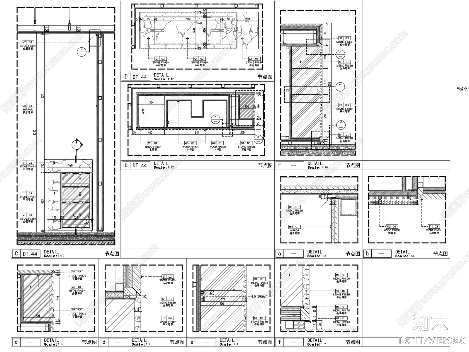 新中式现代家具节点详图cad施工图下载【ID:1176148040】