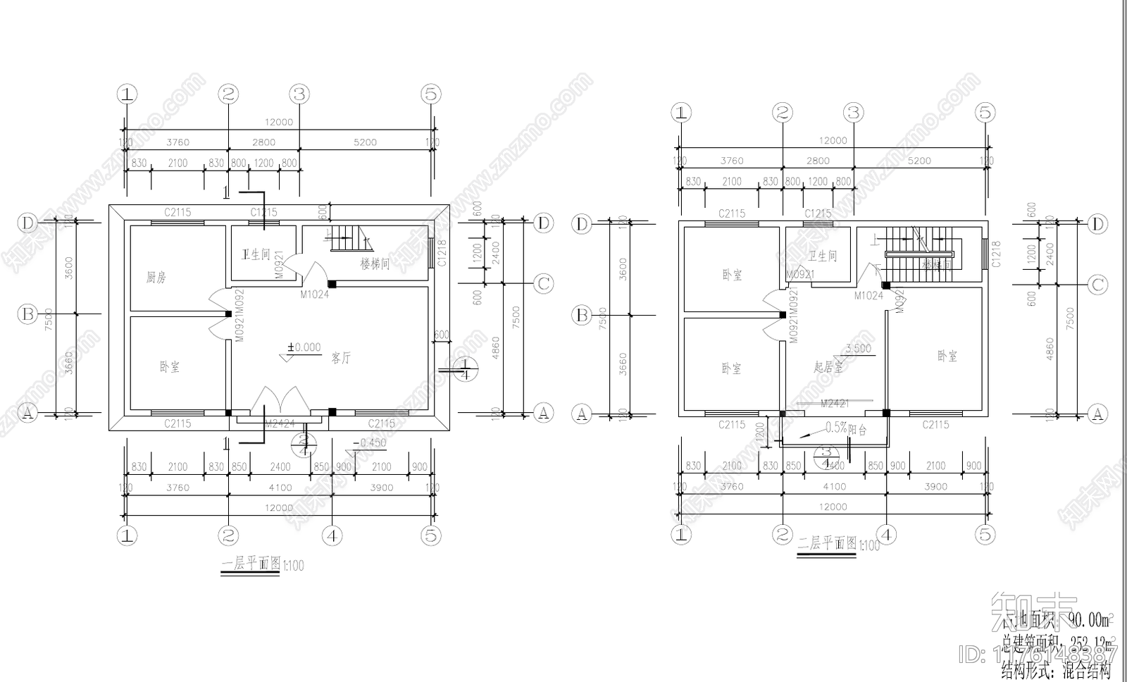 简欧住宅楼建筑cad施工图下载【ID:1176148387】