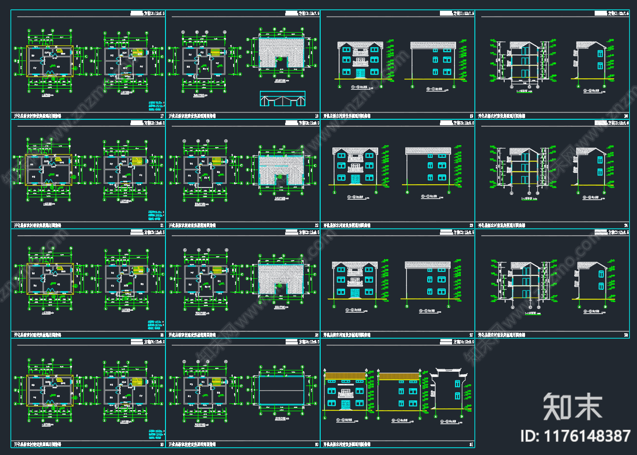 简欧住宅楼建筑cad施工图下载【ID:1176148387】