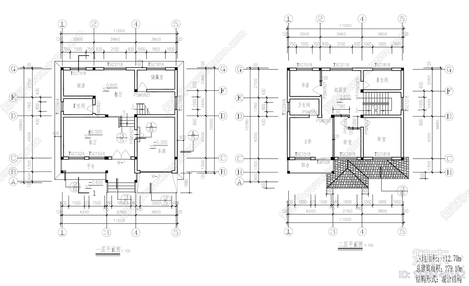 欧式别墅建筑cad施工图下载【ID:1176149162】